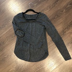 Ann Taylor long sleeved top faux leather accents